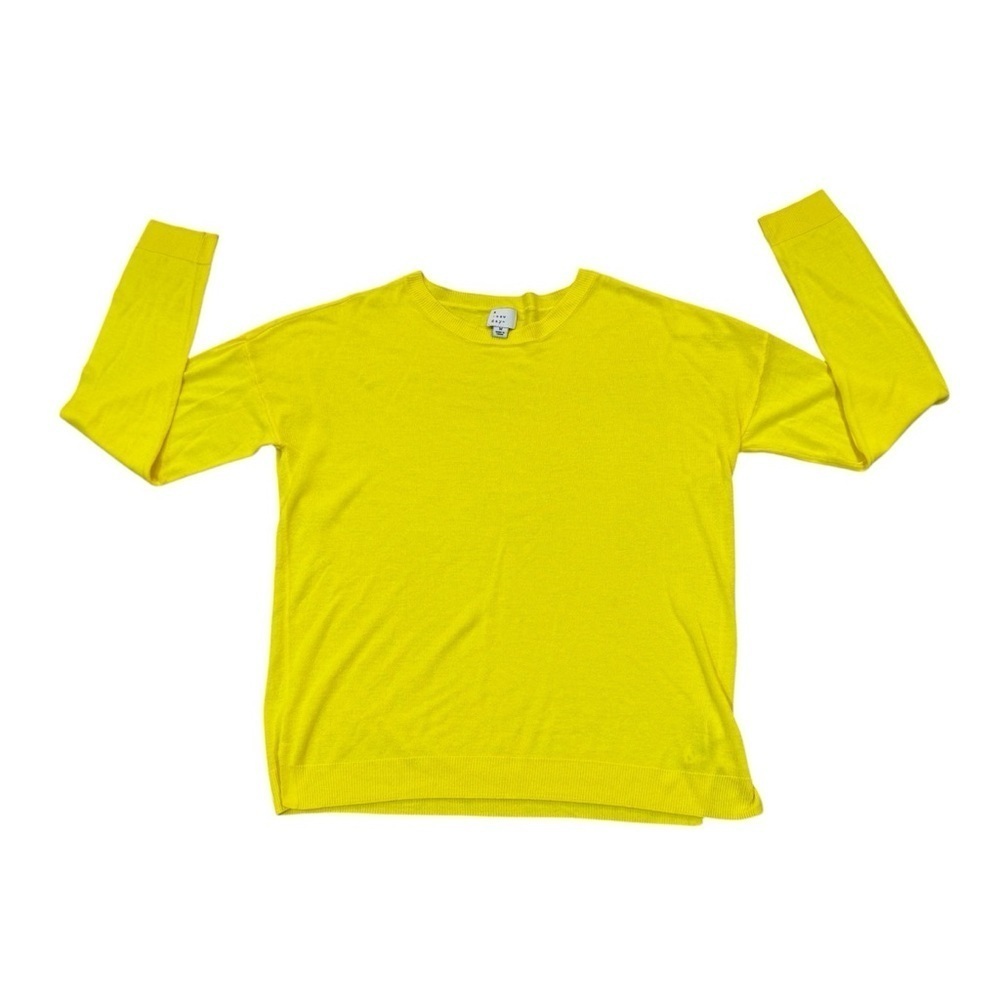 A New Day bright yellow long sleeved crew neck sweater, stretchy comfortable, M.